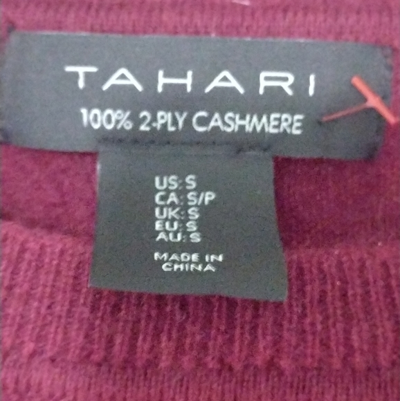 TAHARI 100% 2-Ply Cashmere Burgundy Sweater Women's Sz S - Picture 3 of 5